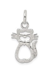small adorable polished cat silver charm for babies
